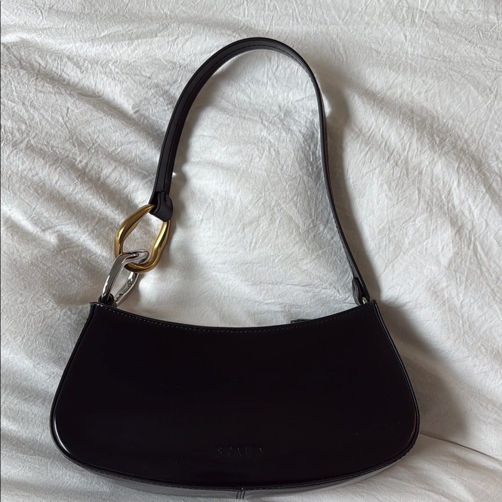 Staud Black Leather Shoulder Bag